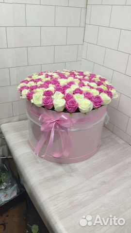 Корзина 101 штук роза