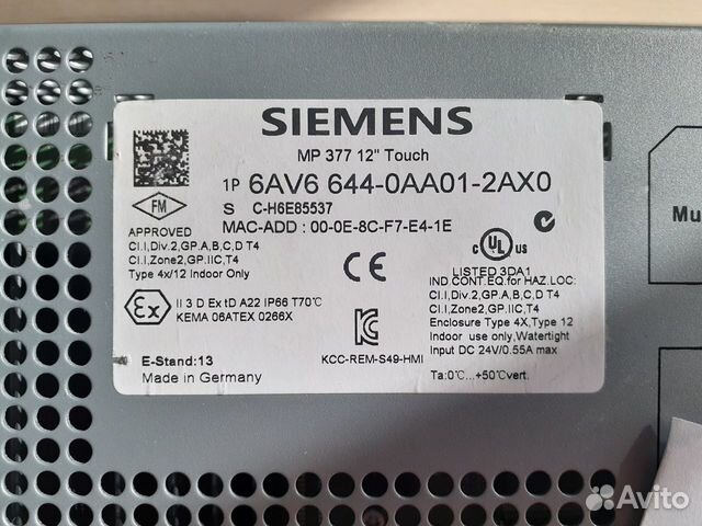 Панель оператора Siemens MP377 6AV6 644-0AA01-2AX0