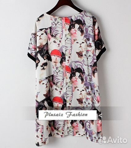Плюсайз туника с милыми кошечками