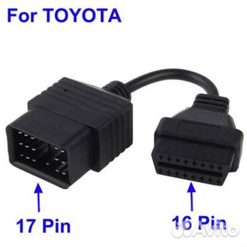 Переходник 16 pin OBDll Toyota 17 pin Квадратный
