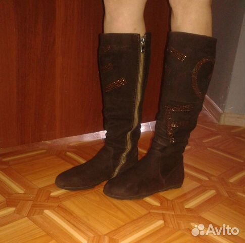 Сапоги зимние. Замшевые. Натуральные