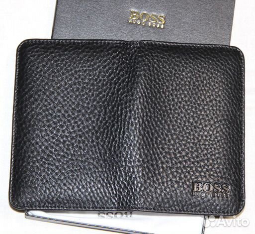 Мужская кожаная обложка H Boss black новая Мужская кожаная обложка H Boss black новая
