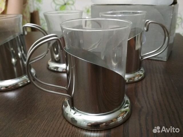 Подстаканник со стаканом 4 шт, 200 мл Подстаканник со стаканом 4 шт, 200 мл