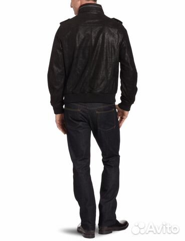 Куртка кожаная Levis Bomber, чёрная (52)