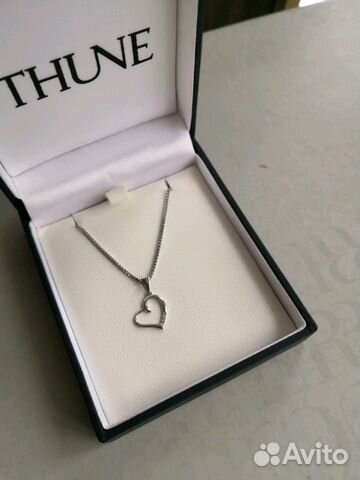 Кулон сердце, белое золото, бриллианты