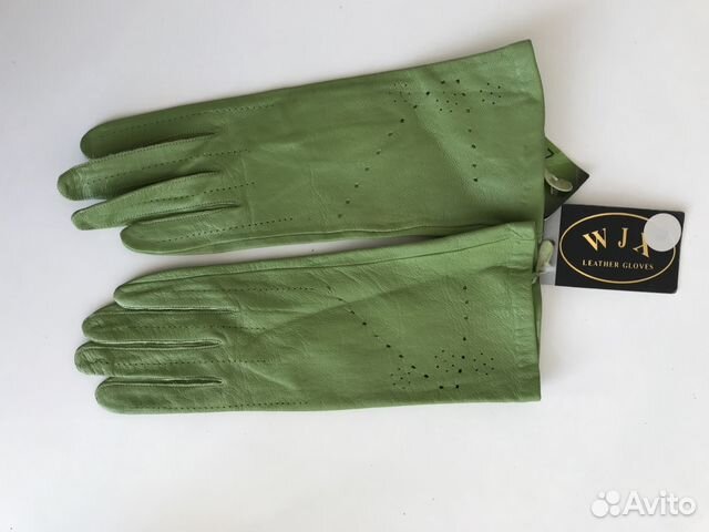 Новые зеленые перчатки натуральная кожа 7