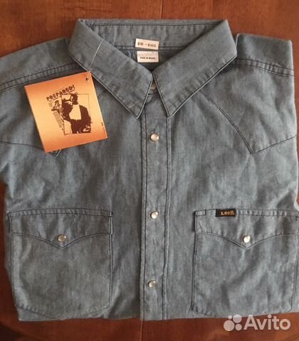 Джинсовая рубашка Lee size L made in Macau винтаж