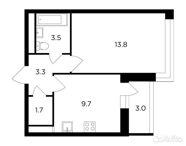 1-к квартира, 33.5 м², 17/17 эт.