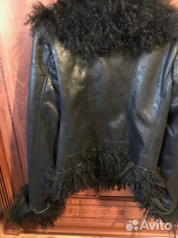 Куртка черная 44-46, весна-осень, мех натуральный
