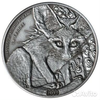 Монета Фенек Лисица серебро Нигер 2013г футляр