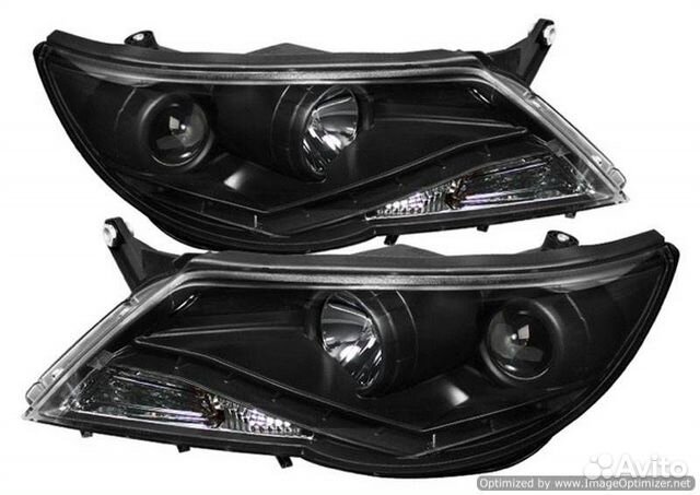 Фары Тигуан 2007-2011 года Devil Eyes черные