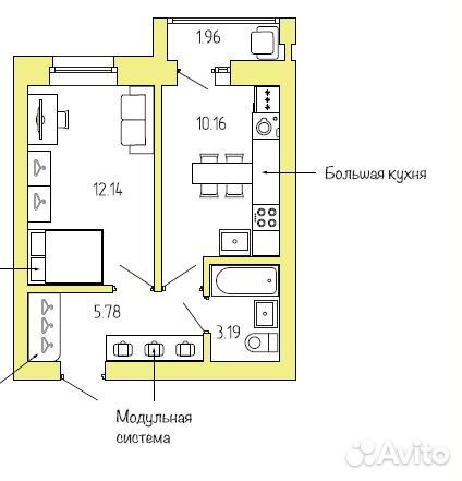 1-к квартира, 32.3 м², 4/8 эт. 1-к квартира, 32.3 м², 4/8 эт.