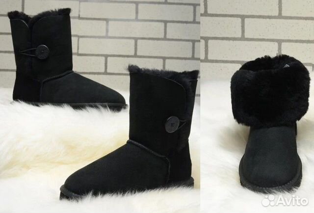 UGG Bailey Button Black чёрные с пуговицей новые