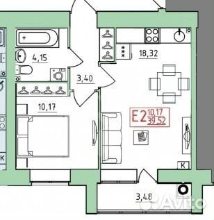 1-к квартира, 39.5 м², 5/10 эт. 1-к квартира, 39.5 м², 5/10 эт.