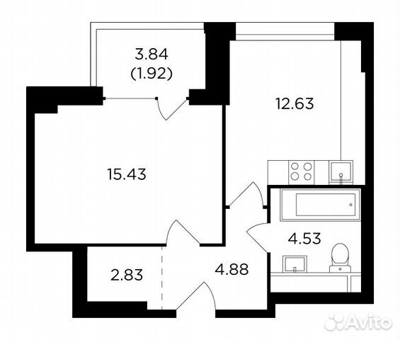 1-к квартира, 42.2 м², 13/29 эт. 1-к квартира, 42.2 м², 13/29 эт.