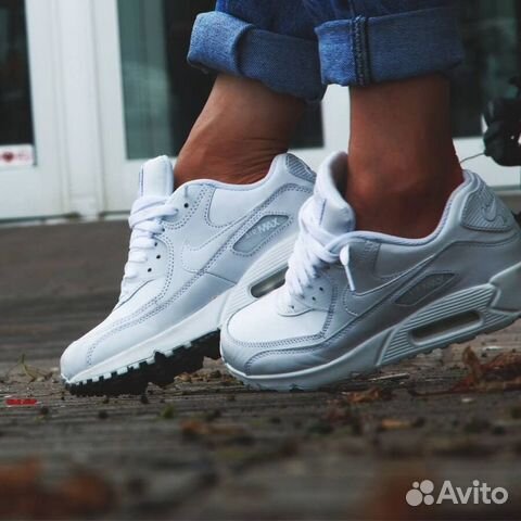 Женские кроссовки Nike air max 90 white кожа Женские кроссовки Nike air max 90 white кожа