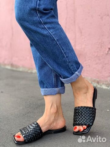 Шлепки женские bottega veneta кожа