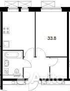 1-к квартира, 33.8 м², 2/25 эт. 1-к квартира, 33.8 м², 2/25 эт.