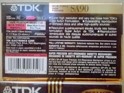 Аудиокассеты TDK SA 90 новые