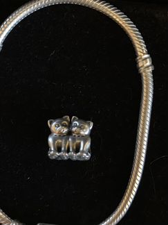 Серебряный браслет Pandora и шарм(оригинал)