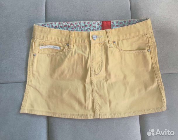 Юбка джинса мини на бедра,размер М, длина 30