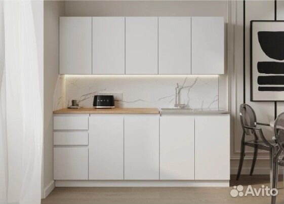 Кухонный гарнитур белый с раковиной 2 метра