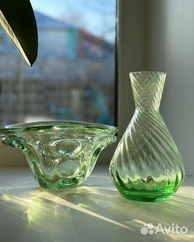 Конфетница цветное стекло СССР