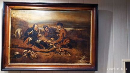 Картина Охотники на привале. Холст, масло