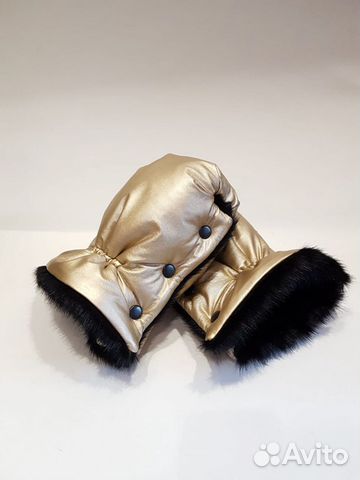 Муфта варежки для коляски, санок, экокожа,мех