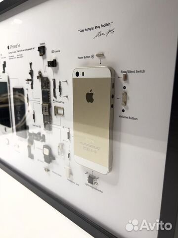 Картина разобранный iPhone 5s в рамке инсталляция