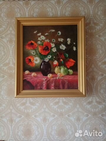 Картина маслом на холсте цветы маки