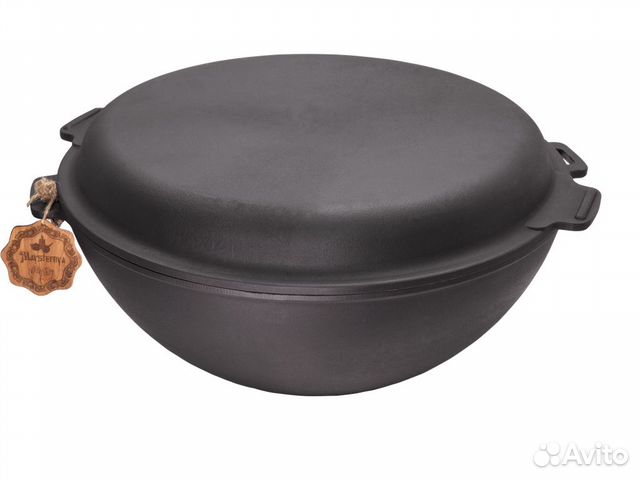 Казан 8 л с чугунной крышкой-сковородой