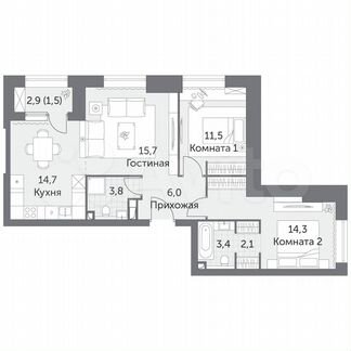 3-к квартира, 73 м², 8/38 эт.