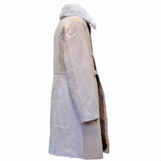 Бекеша из овчины, офицерская, бежево-белая