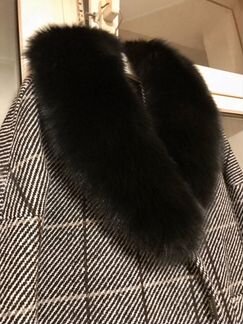 Пальто Новое Шерсть 70 чернобурка песец р.40 Xs S