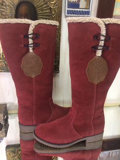 Сапоги на очень широкую икру бордо Немецкие зимние