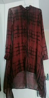 Асимметричная прозрачная рубашка туника оверсайз