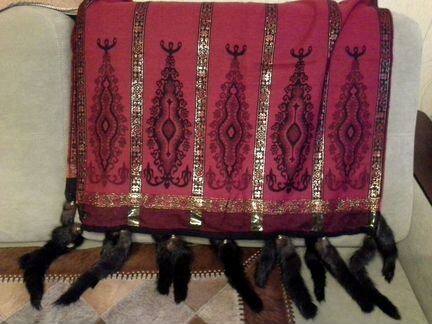 Палантин pashmina 100, норка, золотое шитьё