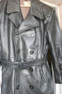 Кожаное старинное ретро-пальто