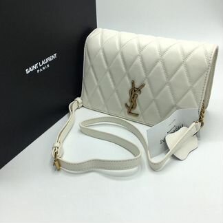 Новая женская сумка клатч из кожи черная белая YSL