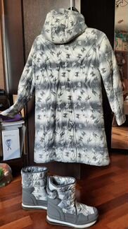 Пальто длинный пуховик осень-зима + дутики