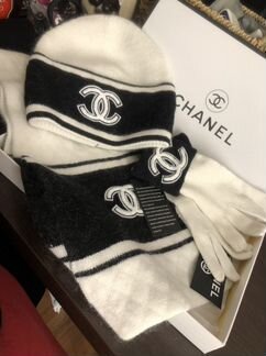 Шапка шарф перчатки Chanel ангора