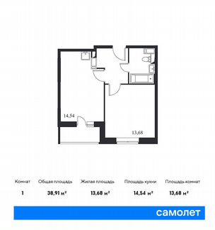 1-к квартира, 38.9 м², 10/14 эт.