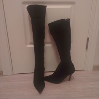 Ботфорты демисезонные черные замшевые