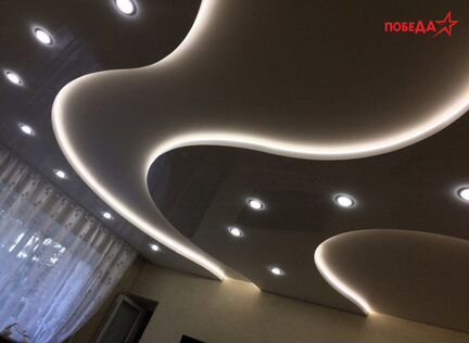 Потолки натяжные в 2х уровнях с подсветкой (#N24)