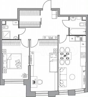 Квартира-студия, 70.4 м², 15/39 эт.