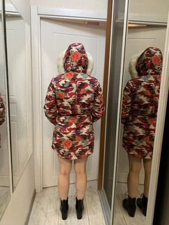 Парка с искусственным мехом б/у 42