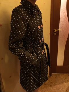 Пальто для девочки на осень-весну в горошек