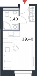 Апартаменты-студия, 22.8 м², 13/21 эт.