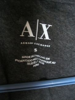 Черная оригинал футболка с кожаной вставкой Armani